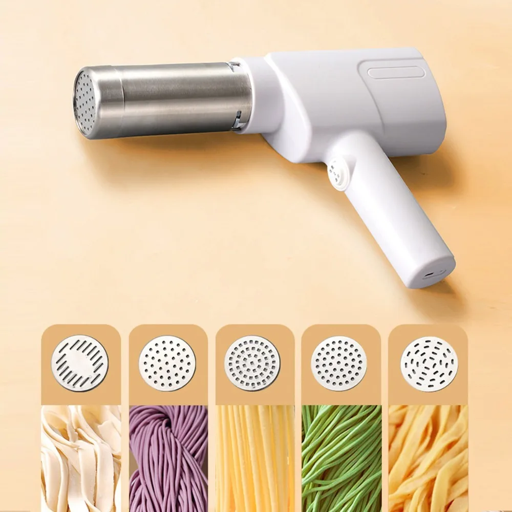 Handheld Electric Noodle Maker Wireless USB Charging Automatic Noodle Presser with 5 Molds Long-lasting Noodle Pressing Machine