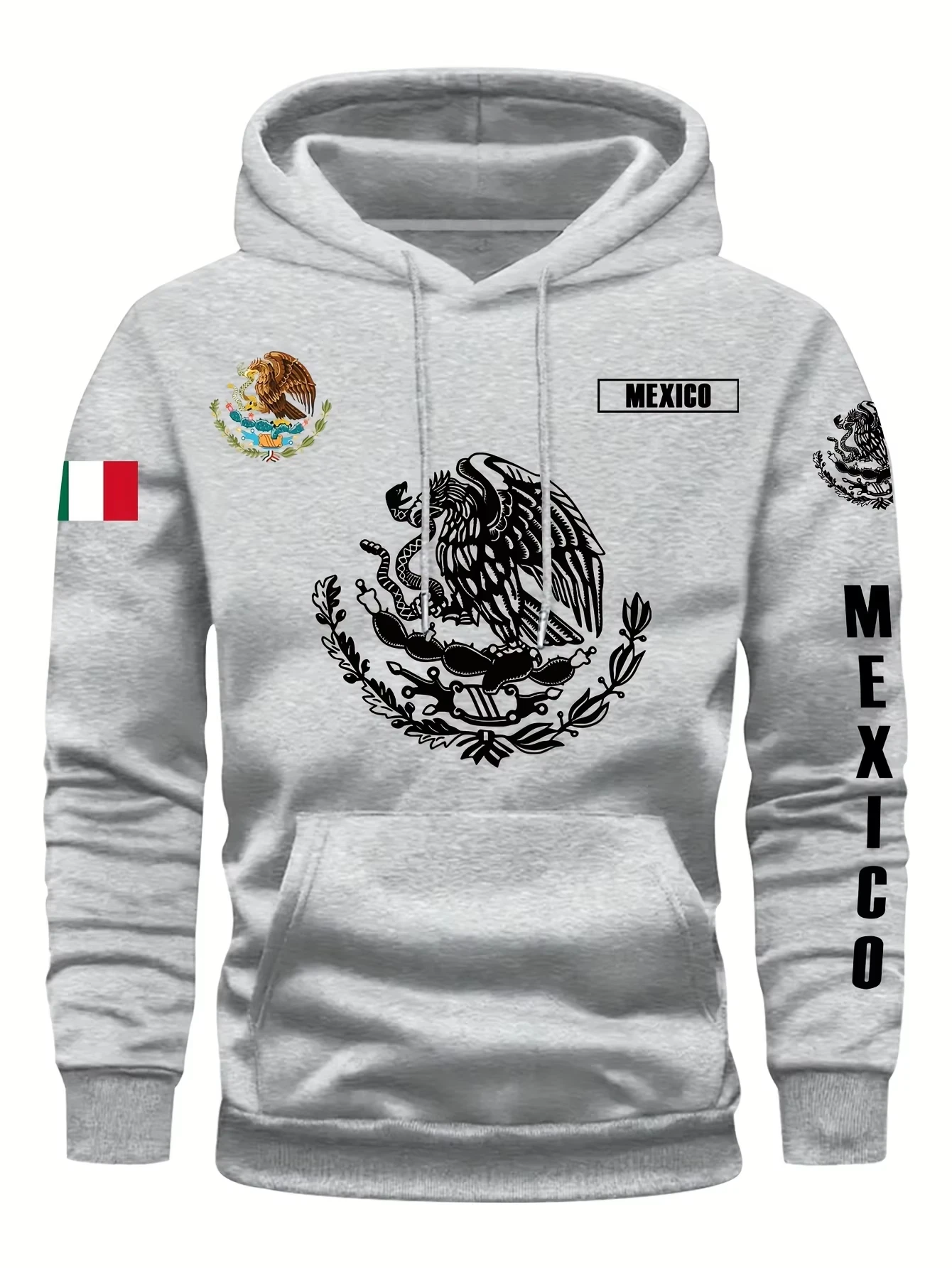 Hoodie Sweatshirt Mexican Flag Eagle Featuring Cactus Pirate Daily Outdoor Fitness Sport Casual Warm Autumn Winter Men Women Top