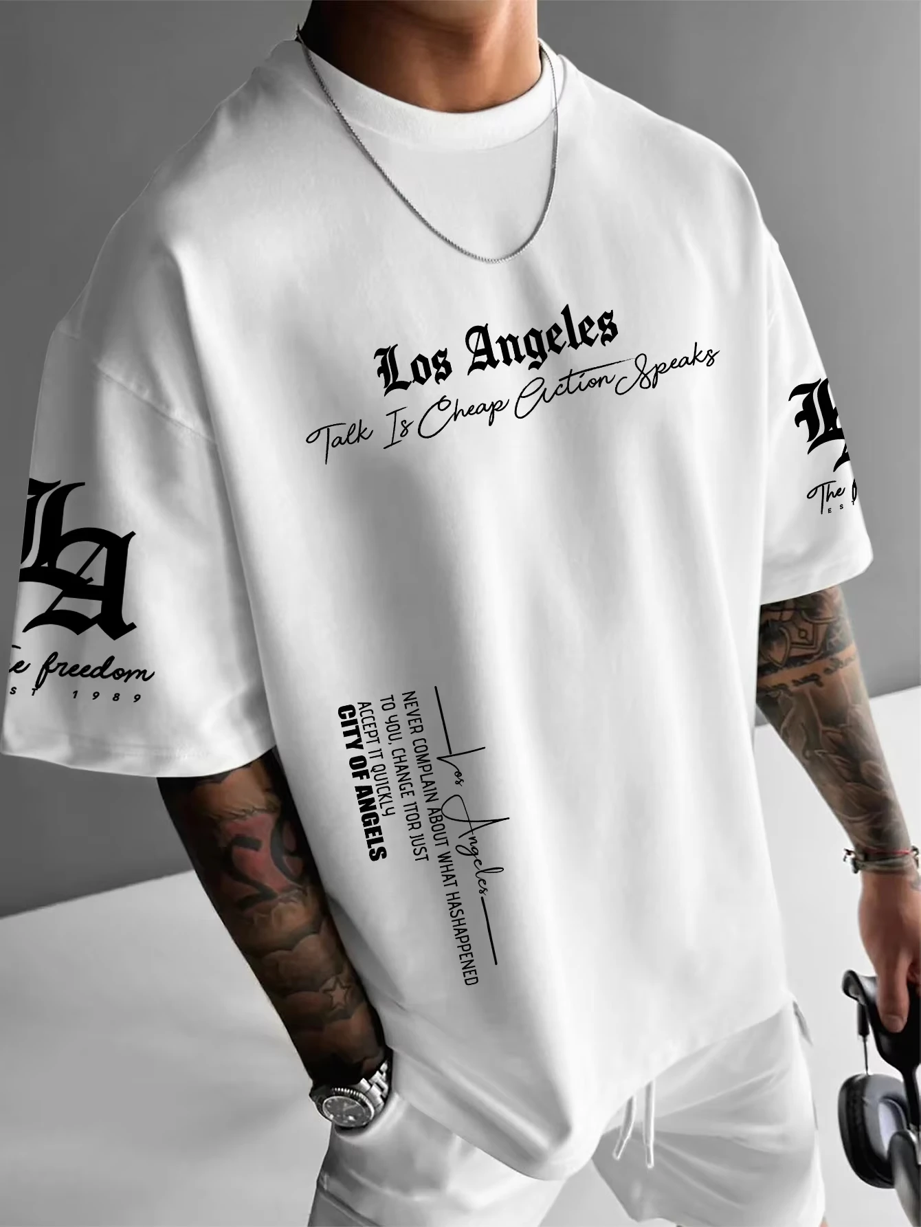 Letter Graphic Print Cotton Tshirt Unisex Loose Crew Neck Casual Sports Outdoor Daily Streetwear Short Sleeve Tops For Men Women