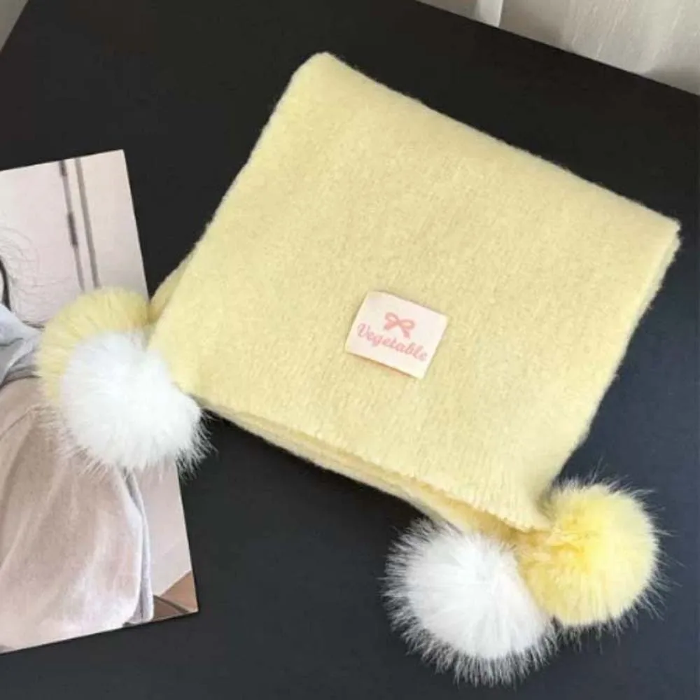 

Шаль с шариком, вязаный шерстяной шарф, мягкий ветрозащитный длинный утолщенный шейный шарф, универсальный антихолодный зимний теплый шарф для мужчин