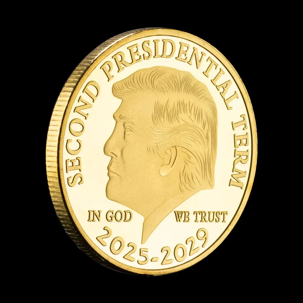 Donald Trump Gold Coin Gold Plated Collectable Coin and Case Included Second Presidential Term 2025 - 2029 Commemorative Coin