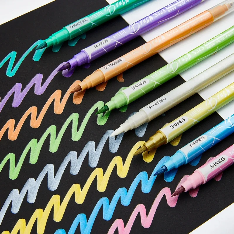

Metallic Markers Pens, Dual Tip Metallic Pens for Rock Painting,Tattoo painting, Ceramic, Card Making, Black Paper, Easter Egg,