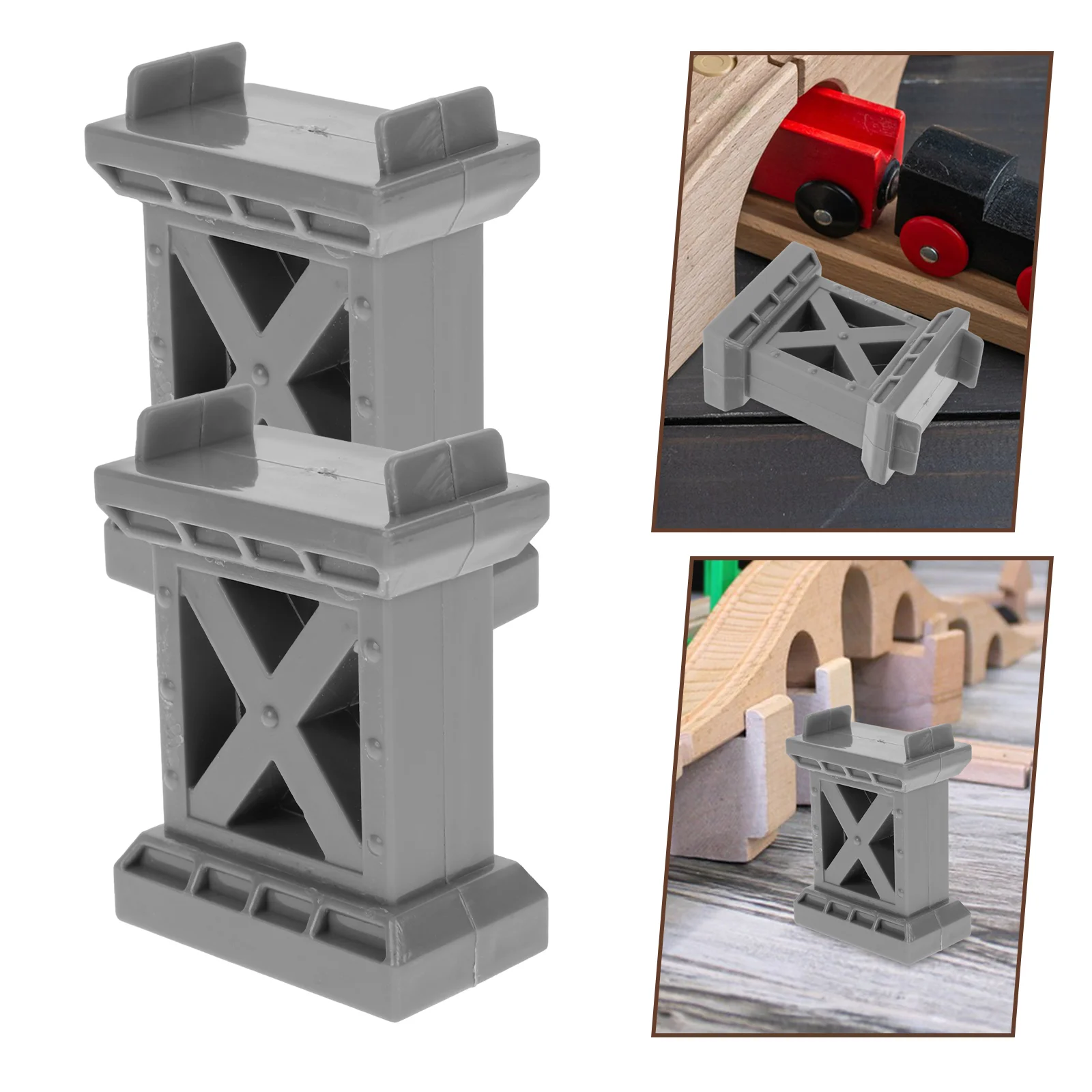 6pcs Track Railway Accessories Train Bridge Support Risers Train Bridge Parts wood train track pieces