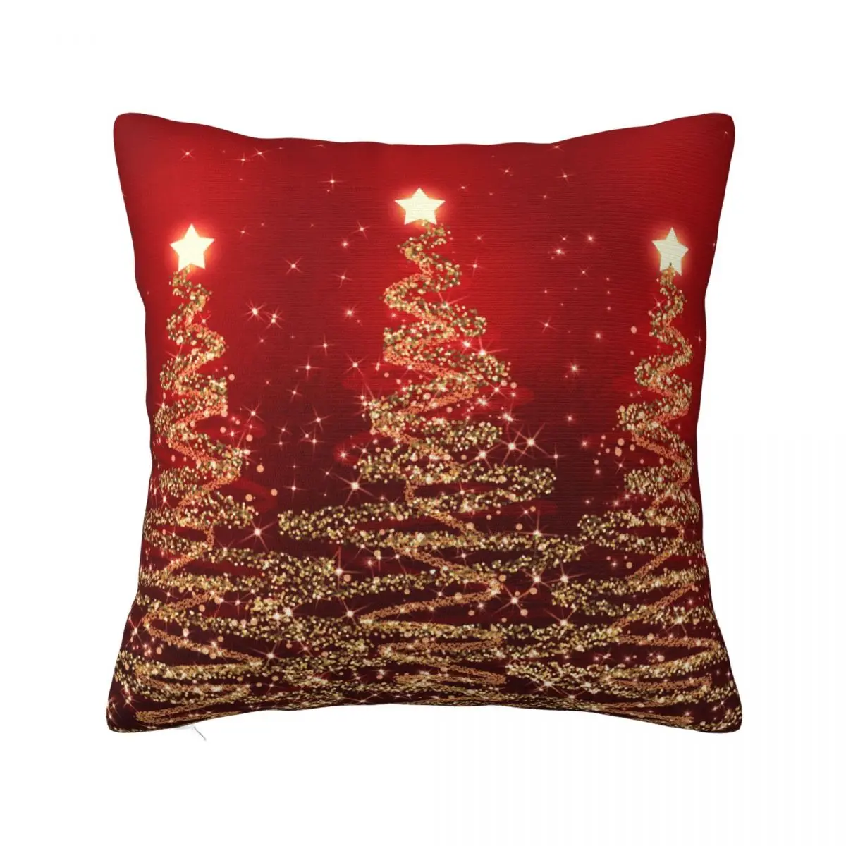 Elegant Christmas Sparkling Trees Red Pillowcase Printed Fabric Cushion Cover Gift Pillow Case Cover Home Square 40X40cm