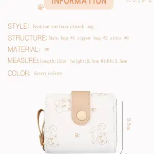 Japanese cute kitty wallets for ladies, short bag with zipper, moved holders, pink girls, cash clip, bifold wallet 11 Main Sales Bag pink - №6