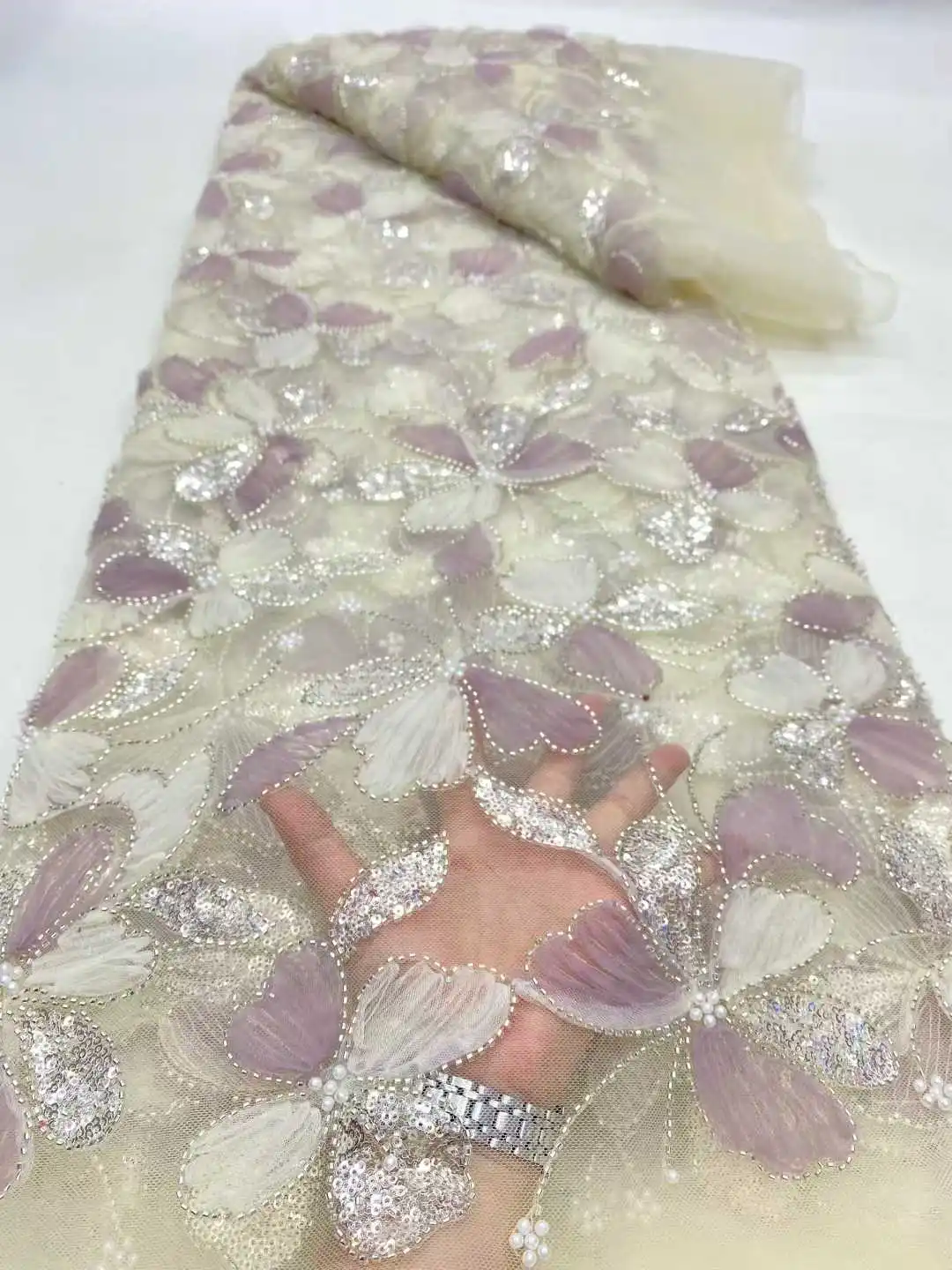 Venda quente design requintado nigeria 2025 malha bordado lantejoulas renda líquida com grânulo qualidade superior para festa vestido de noite sz1710