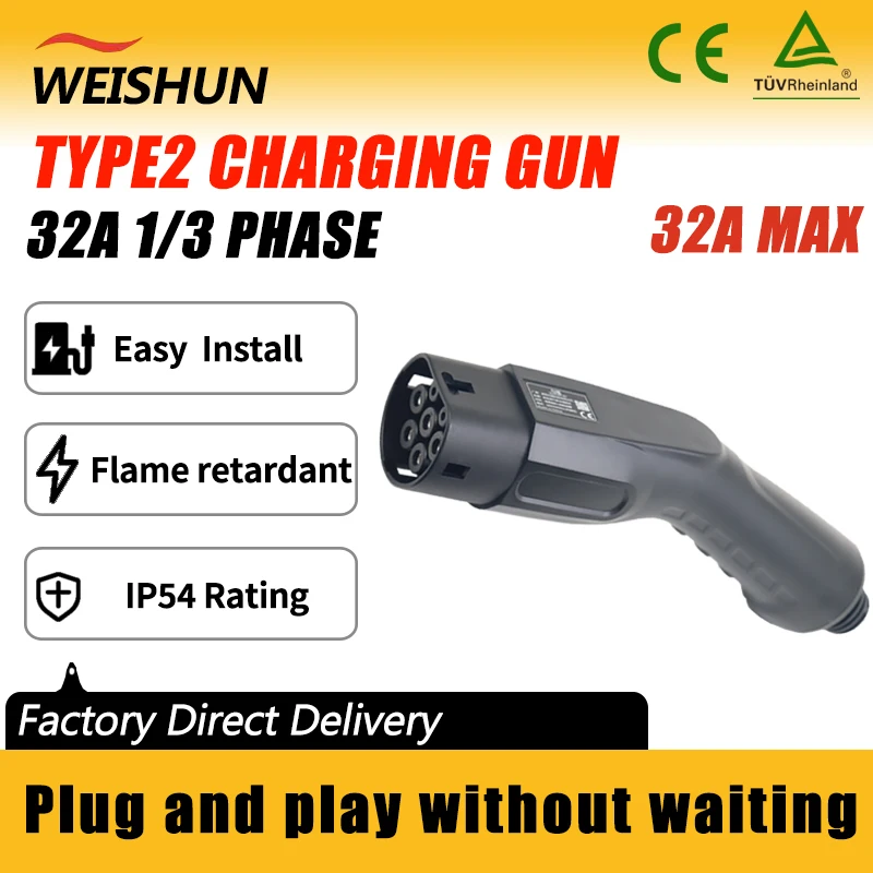 

Type2 Charging Gun EV Adapter Electric Vehicle Charger Connecter for 16A/32A Electric Car 1/3 Phase Adapter