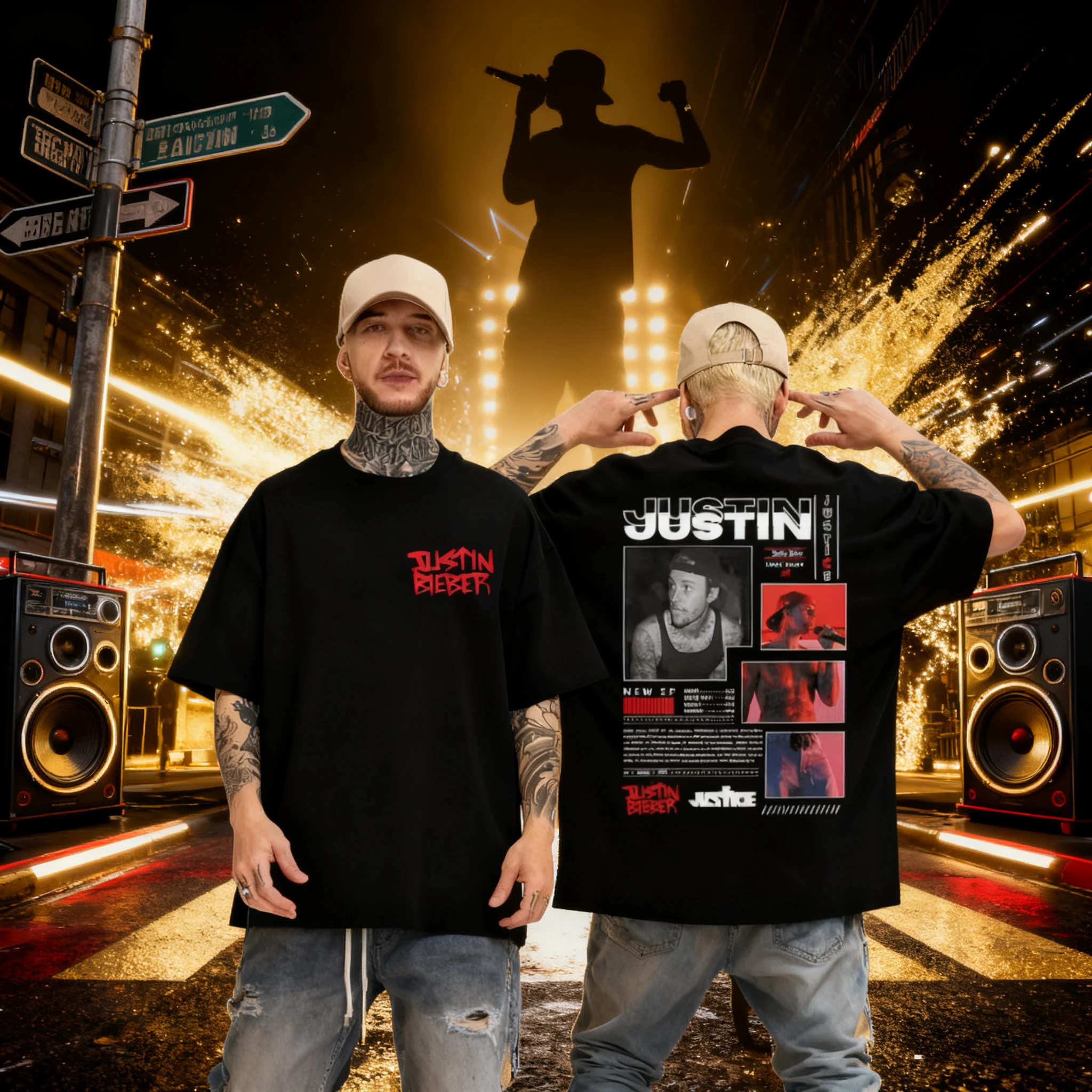 

2025 Summer Pop Prince Justin Bieber Travel T-shirt Men's Fashion Casual Hip-hop Punk Short Sleeve Loose 100% Cotton T-shirt
