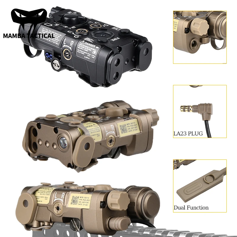Taktisches Metall-CNC NGAL/L3-NGAL Rot/Grün/Blau VIS+Infrarot Zielhilfe Stroboskop-LED-Licht LA23 Steckerschalter Doppelfunktion
