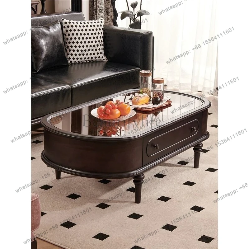 

retro glass storage coffee table premium black antique solid wood coffee table