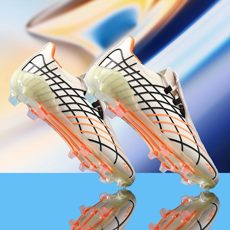 Adult Professional FG/TF Soccer Shoes Non-Slip Long Spike Football Boots Young Kids High Ankle Cleats Grass Soccer Sneakers ﻿