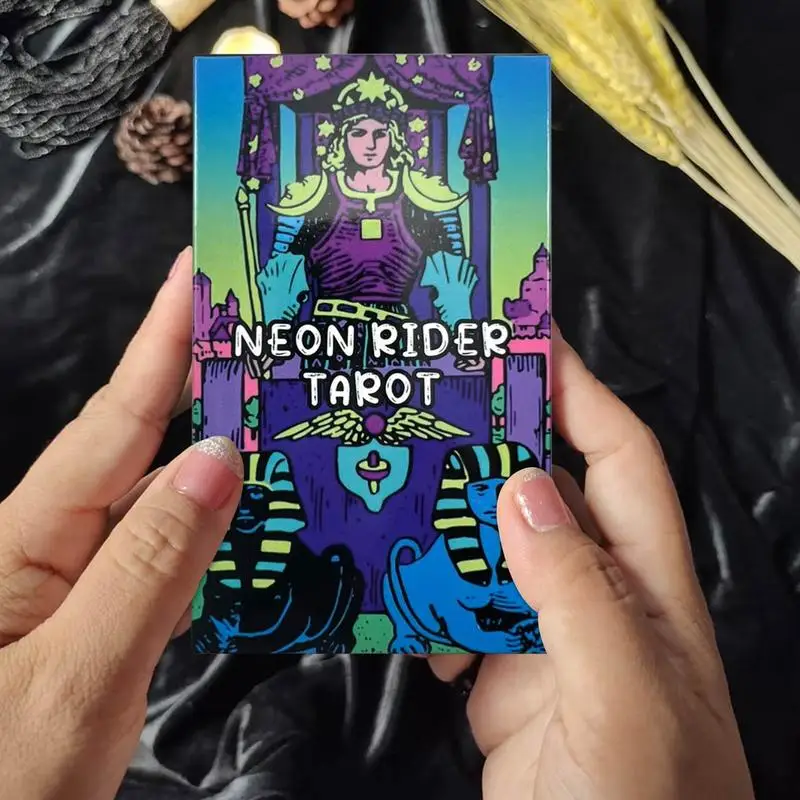 Neon Rider Tarot Cards para Leitura Adivinhação, Fortune Telling Game, Deck Original para Leitura, 1 Caixa, 78 Unidades