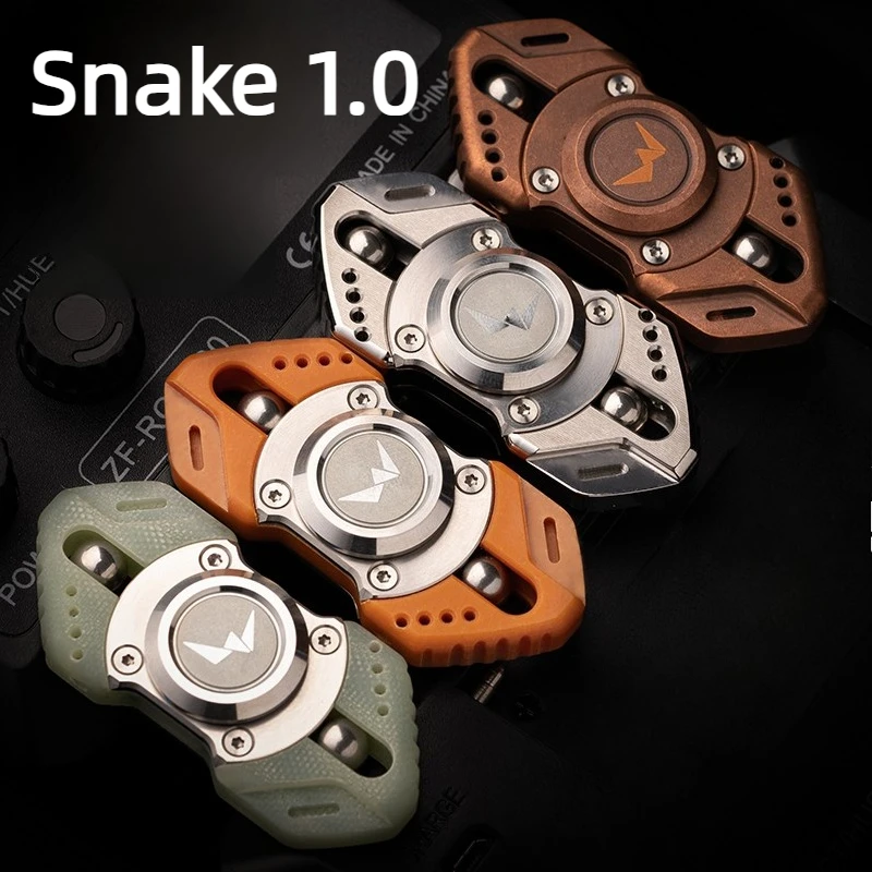 LWEDC Fidget Spinner Viper 1.0, Juguete Antiestrés de Metal Mecánico Giratorio de Mano, Buckyball, Tarjeta de Empuje para la Punta de los Dedos