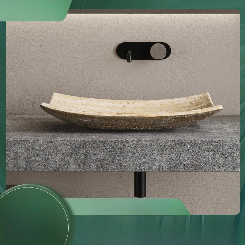 

Simple personality art Artificial stone travertine basin Household table washbasin Outdoor balcony B & B washbasin