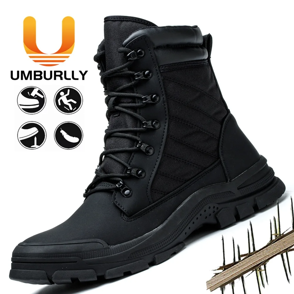 Men's high cut steel toe shoes, anti smashing and anti puncture work shoes, anti fouling wear-resistant, breathable safety shoes