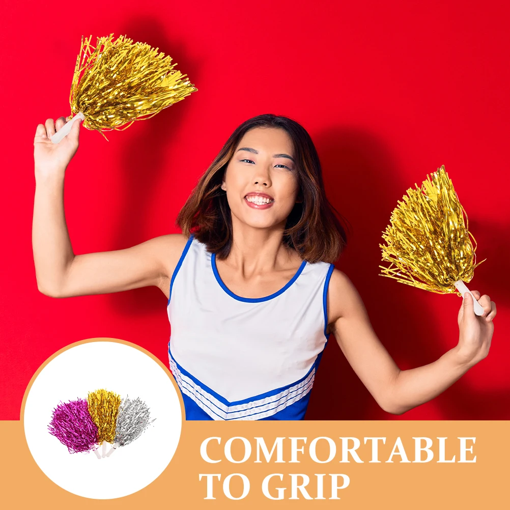 

9pcs Cheerleading Poms Golden Silver Rose Durable Reusable Sports Event Prop Cheerleading Prop Basketball Dance