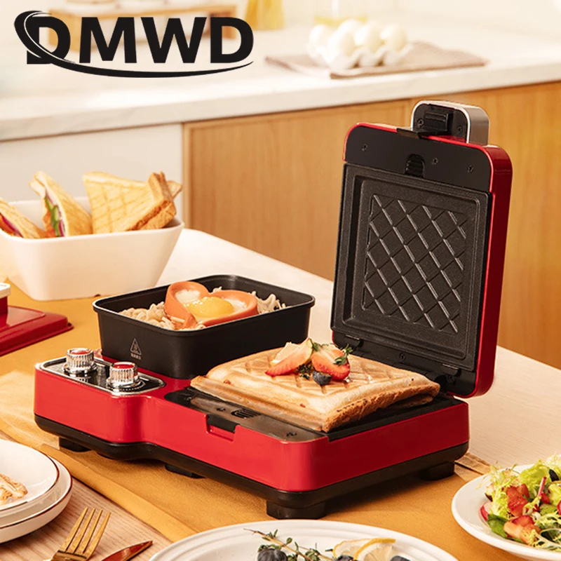 Multifunction Breakfast Machine Electric Sandwich Maker Light Food Barbecue Grill Toaster Oven Noodles Cooker Pot Egg Frying Pan