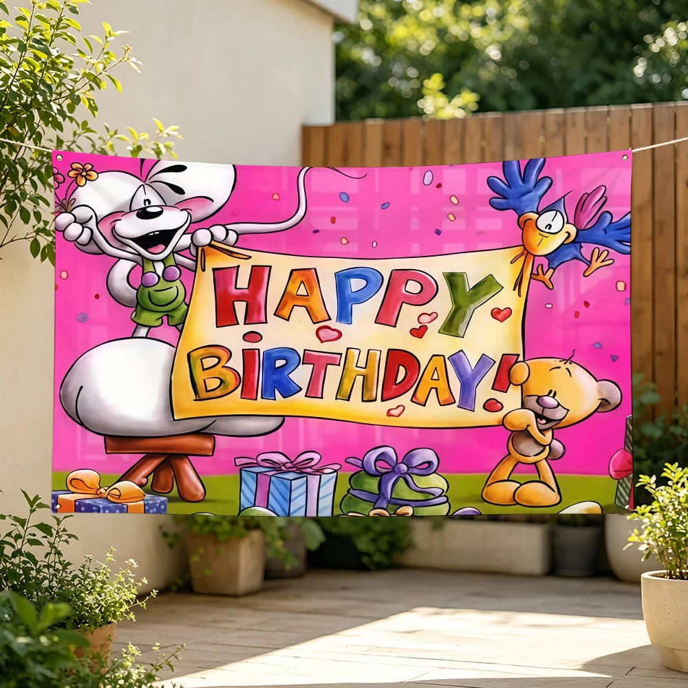 Cartoon Diddl Flag Tapestries Halloween For Classroom Dormitory Camping Picnic Party Cheering Home Indoor Outdoor Decor