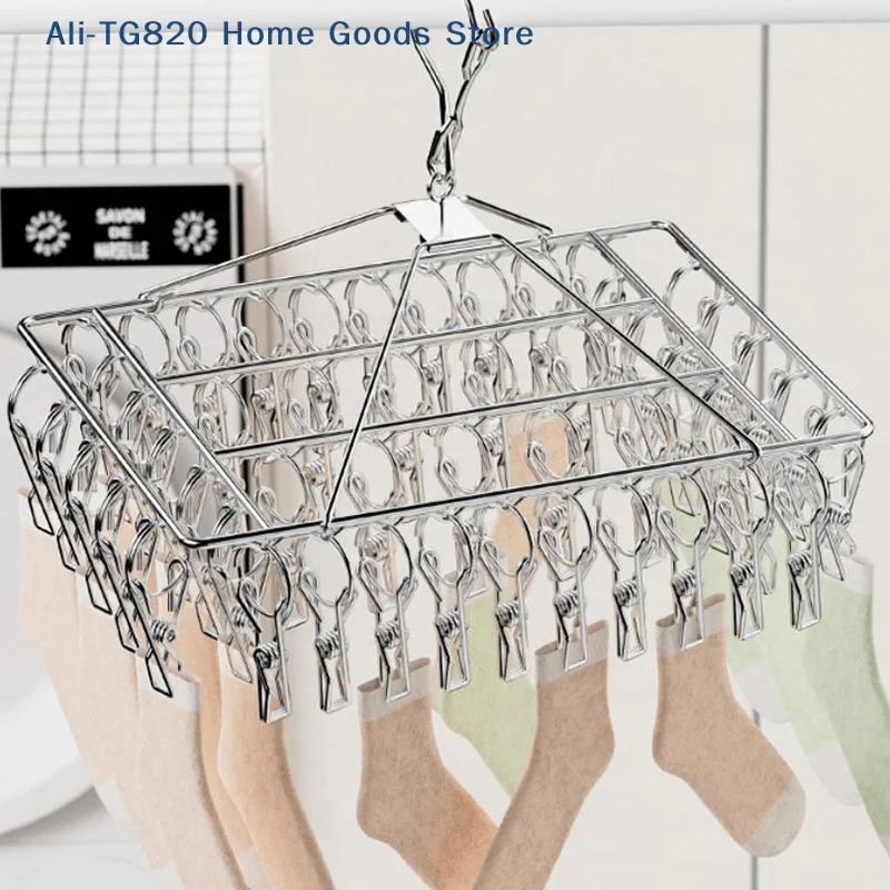 [TG820]Steel Windproof Clothespin Laundry Hanger Clothesline Dryer Bra Towel Rack Clothes Airer Peg Hook Drying Sock