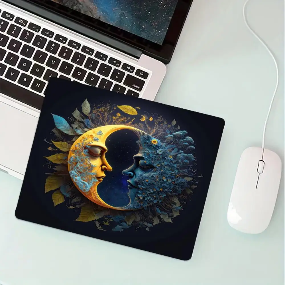 Fantastica luna illustrazione creativa piccolo tappetino per mouse tappetino da scrivania tappetini da gioco bordo cucito antiscivolo adatto per ufficio e giochi