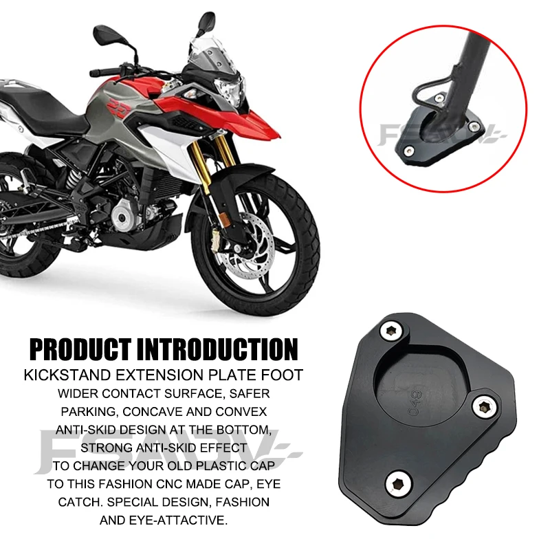 G310GS G310R Motorcycle Kickstand Foot Side Stand Enlarger Extension Pad Support Plate For BMW G310 R G 310 GS G 310R 2017-2023