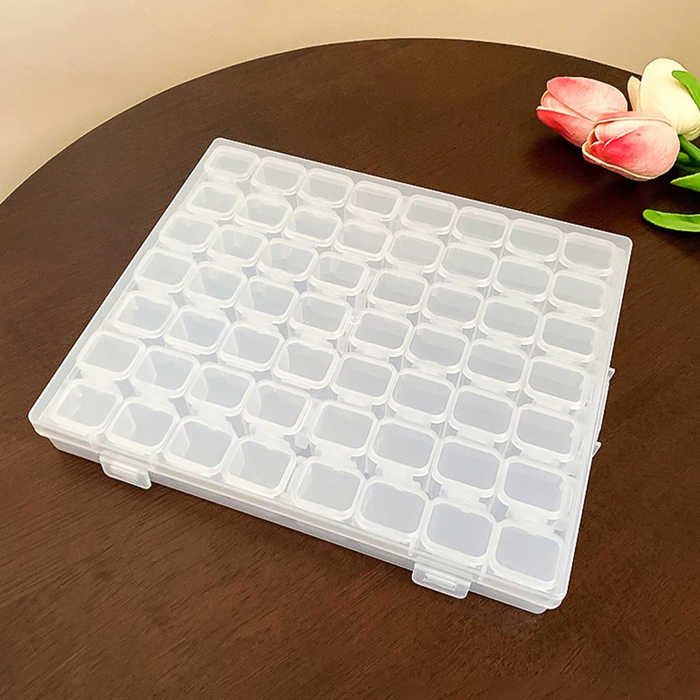 

Clear Jewelry Organizer Box For Earrings Manicure Accessories Anti-Oxidation Compact Portable Bead Storage Container Multi-Grid