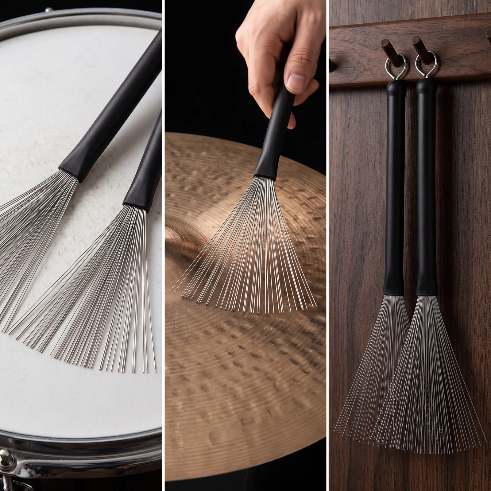 Jazz Drum Brush Wire Drum Brush with Plastic Handle Musical Instrument Accessory Flexible Smooth for Drummers, Acoustic Sessions view 6