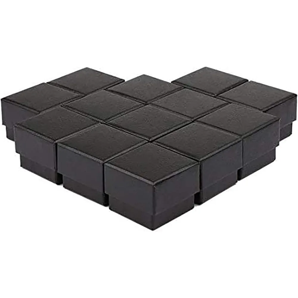 

Коробка для колец, 1,97 x 1,97 x 1,57 дюйма Крафт-коробки для колец для сережек, 100 упаковок квадратных картонных подарочных коробок для ювелирных изделий Черное маленькое кольцо для сережек