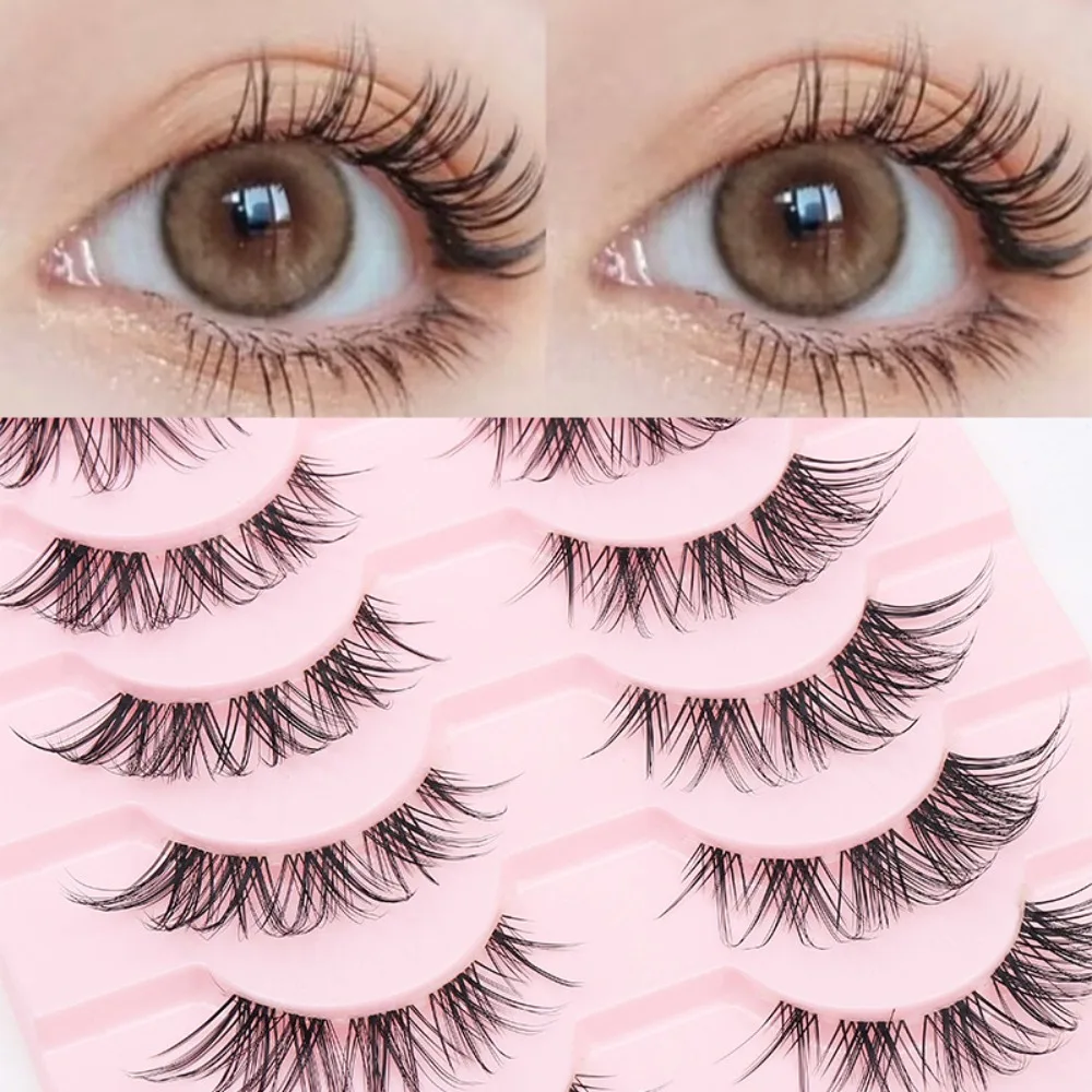 10Pairs Individual False Eyelashes Fox Eye Manga Lashes Natural Style Single Fishline Segmented Fluffy Eyelash DIY Eye Makeup