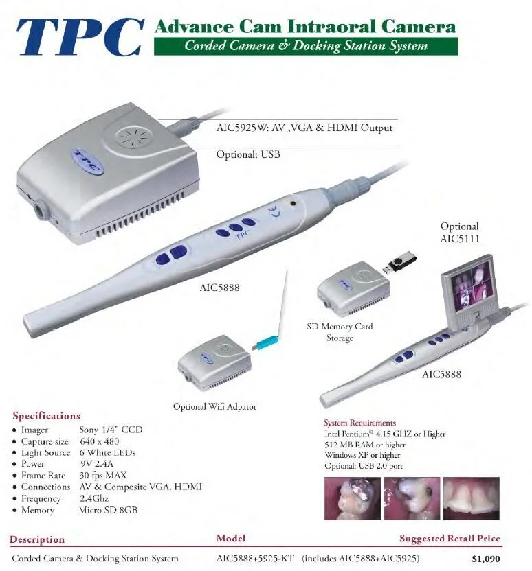 AIC5888+AIC5925 High Pixels wired or wireless  intraoral  with WIFI Connection can used in any