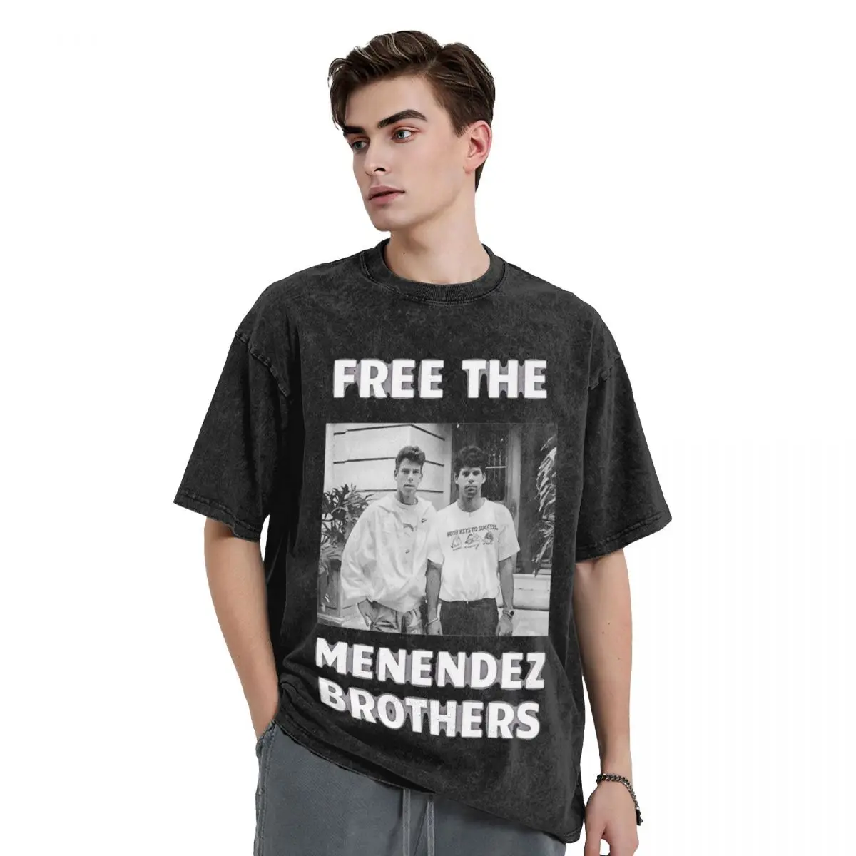 Justice For The Menendez Brothers T-Shirt American Crime Documentary T-Shirts Short-Sleeved Tops Cotton Oversized Top Tees