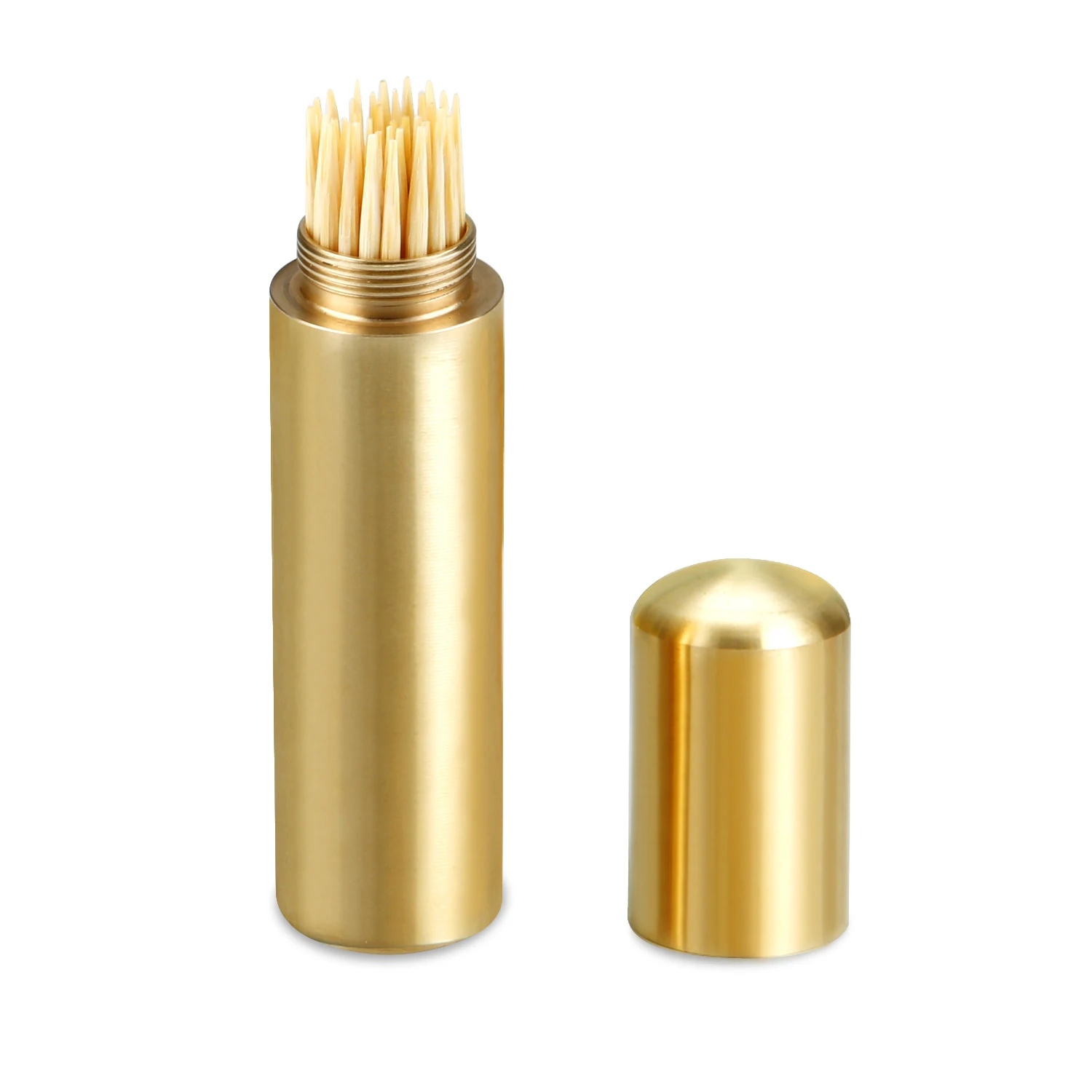 Brass Toothpicks Holder Metal Capsule Bucket Box Hiking Portable Toothpick Needle Case Handmade Storage Box