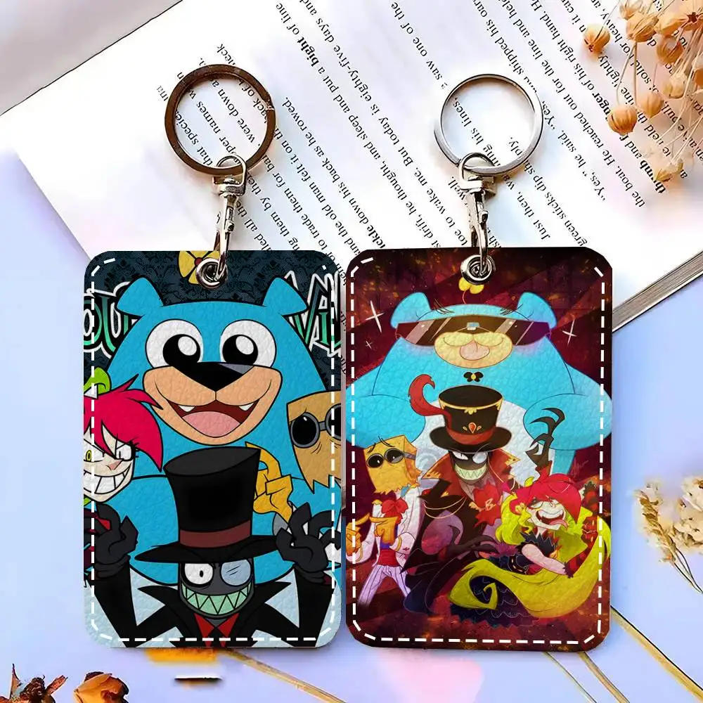 1pc Cartoon Villainous Anime Card Case Keychain Access Card Bag Key Tag Ring Leather Card Holder Key Ring Access