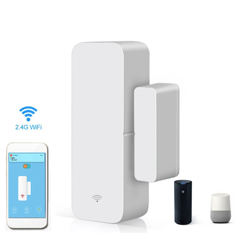 1 Piece Tuya Wifi Door Magnetic Smart Window Sensor Door Door Detector Smart Home Alarm System White For Alexa Google Assistant