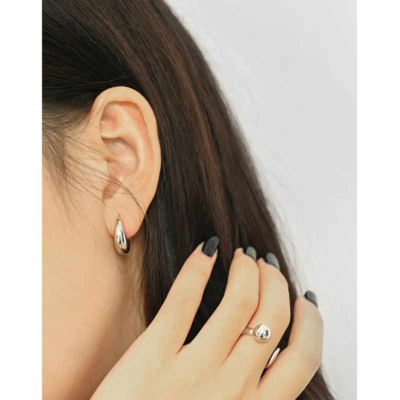 S925 pure silver geometric round earrings for women's classic fashion banquet jewelry gift