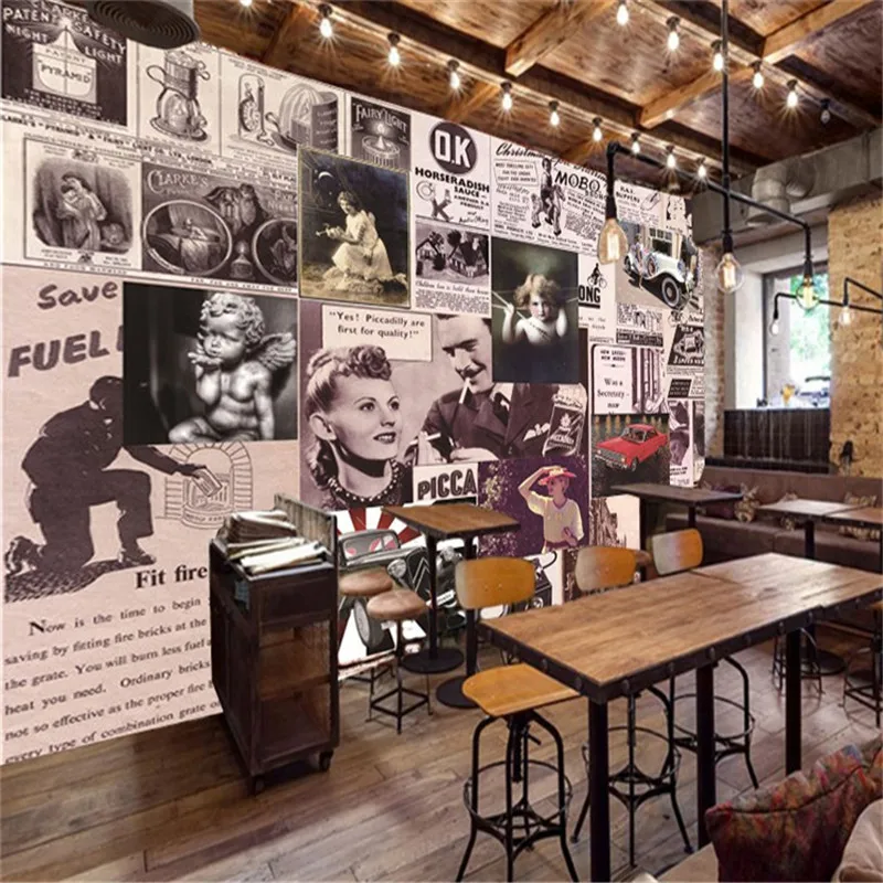 

Retro Nostalgic Movie Star Poster Puzzle Photo Wallpapers for Coffee Tea Shop Restaurant Club Bar Wall Decor Mural Wall Paper 3D