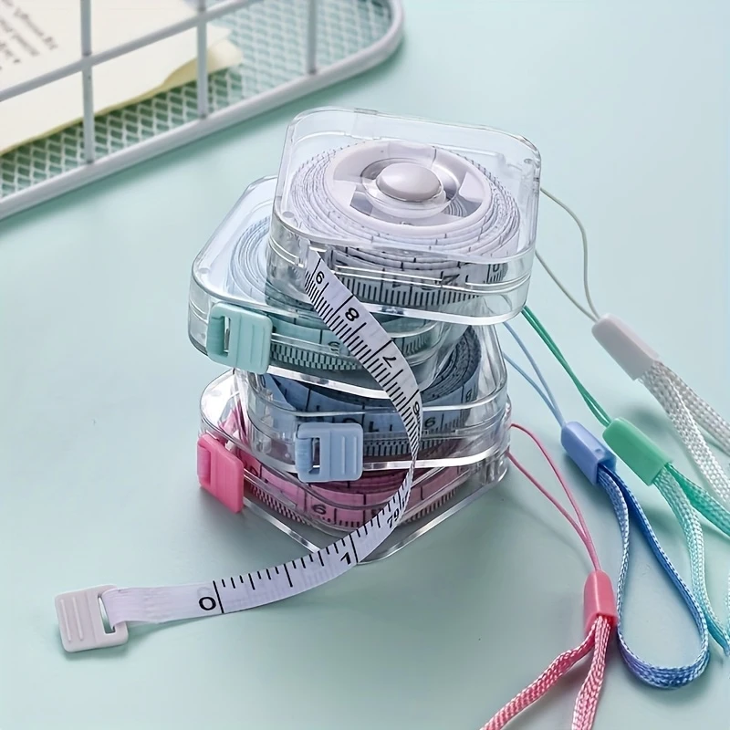1PCS Mini Soft Measuring Tape, Retractable Lock Inch CM Scale, Portable Wipeable Shell Ring for Sewing Body Size Measuring