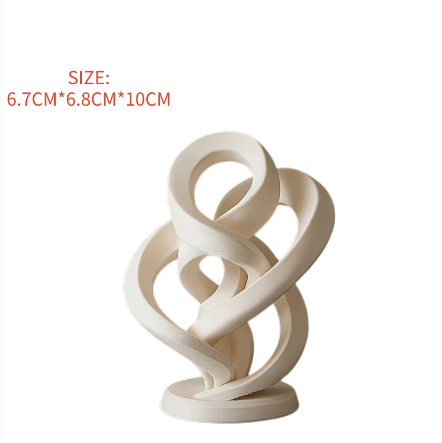 White Infinity Sculpture Figurine Statue Cute 3D Ornament Decor Gift for Friend Office Desk Bedroom Daily Tabletop Craft Display