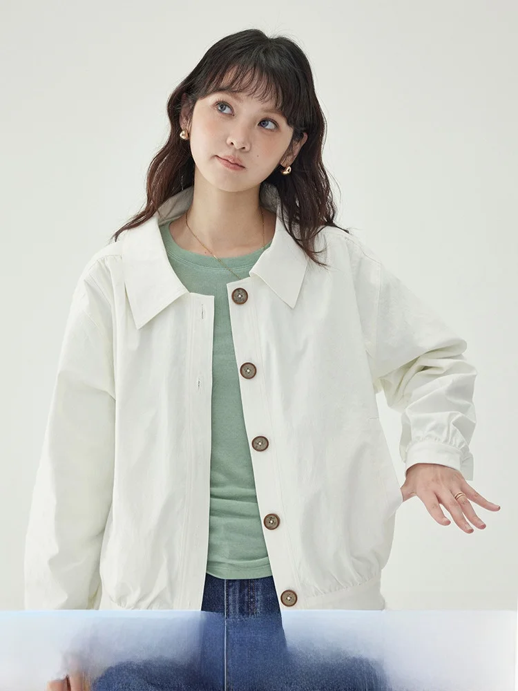 

AMUU оригинальный белый женский свободный топ Ne Long Sve Jaet на одной пуговице, осенний новый хлопковый топ для поездок на работу