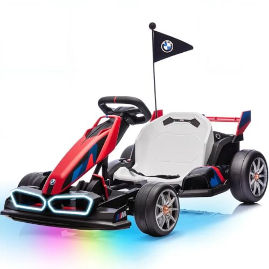 

Electric Go Kart for Ages 6-12 with Adjustable Seat 24V Red Drift Kart with Dual 2 x 200W Motors LED Lights Drift Mode and 2 Sp