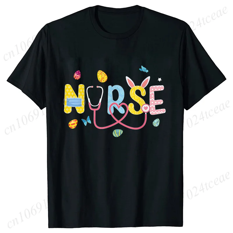 Easter Nurse T Shirt for Women Clothing Fashion Gnomes Cute Bunny Graphic Tops Harajuku Short Sleeve Tees Hip Hop Streetwear