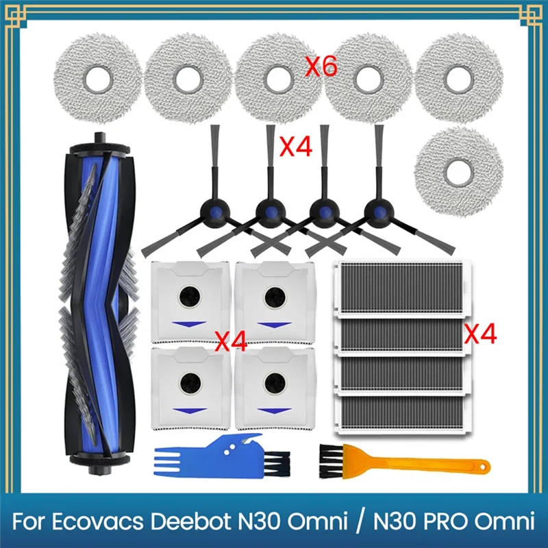 EAS-21PCS Rullo Spazzola Laterale Filtro Mop Sacchetto di Polvere di Stoffa Perecovacs Deebot N30 OMNI / N30 PRO OMNI Accessori Per Aspirapolvere