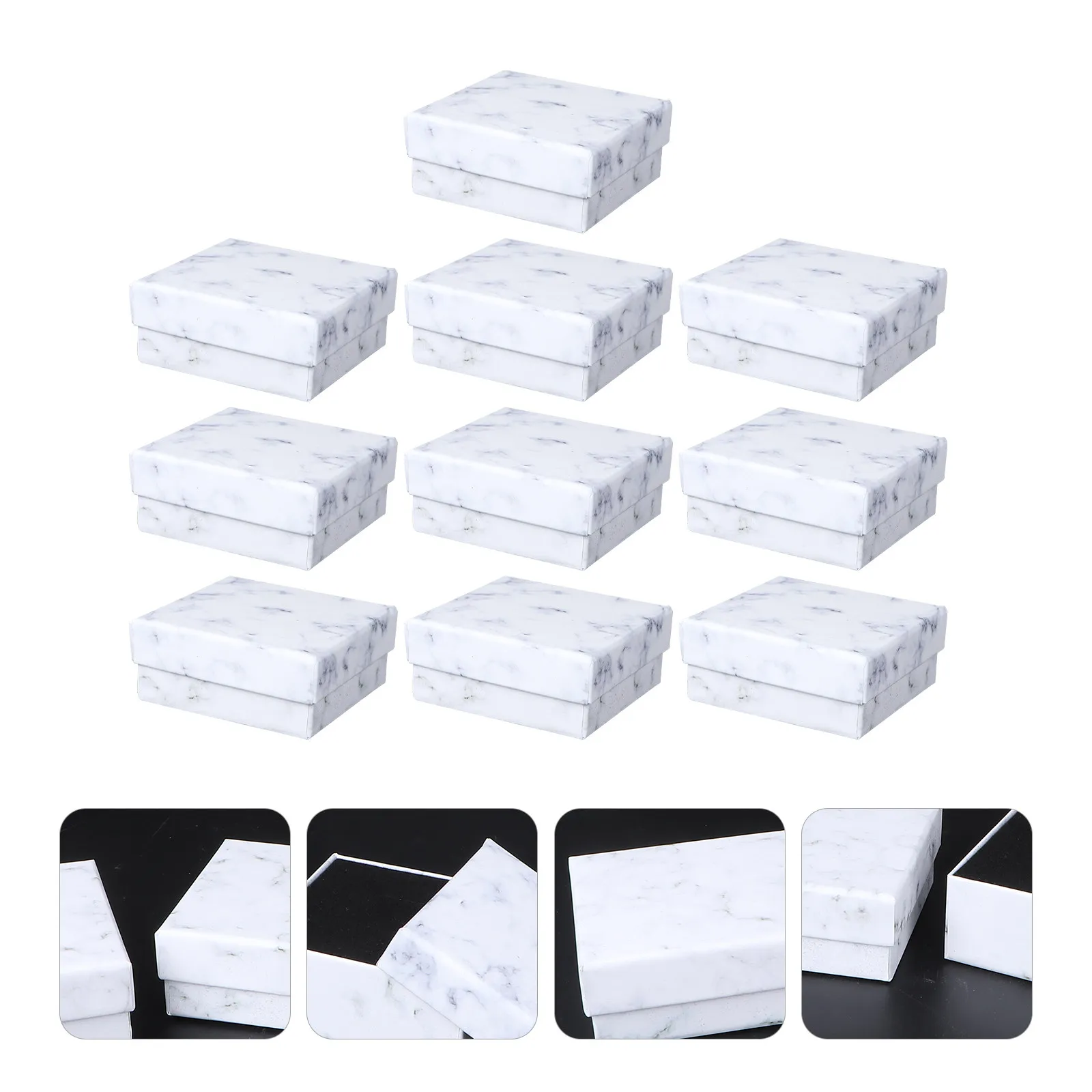 

10Pcs Marble Jewelry Boxes Retro Style Multi-Function Earring Necklace Ring Bracelet Storage Container Gift Packaging Case