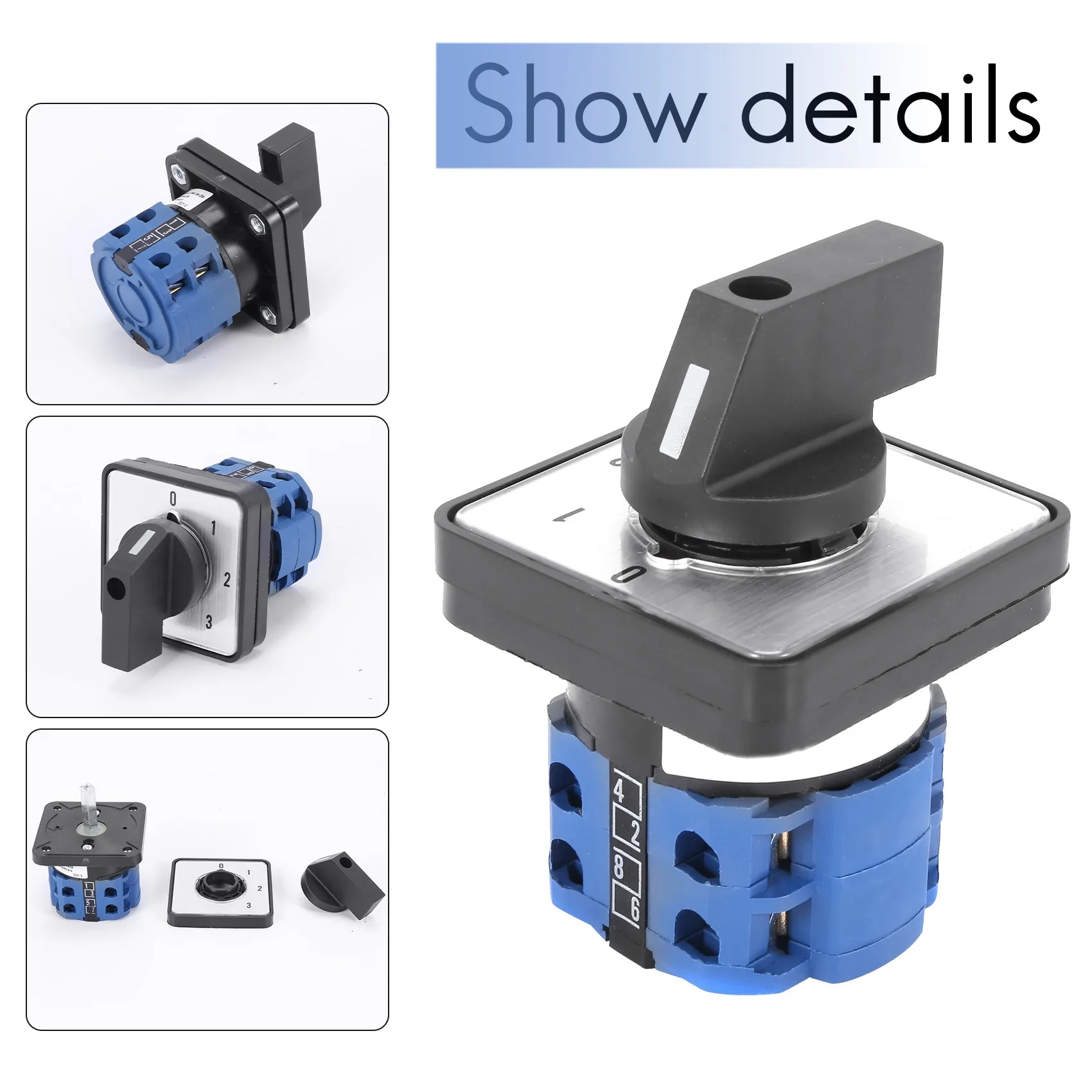660V 20A Switch 4-Position 2 Pole Rotary Selector Universal Rotary Cam Changeover Switch Electric Motor Reversing Switch