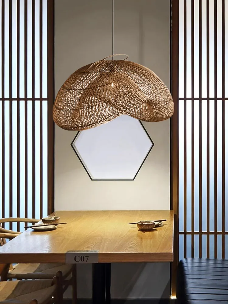 

Hand made birdcage Rattan pendant lamp for Bedroom living room Kitchen Woven Wicker Bamboo Chinese rustic lamp