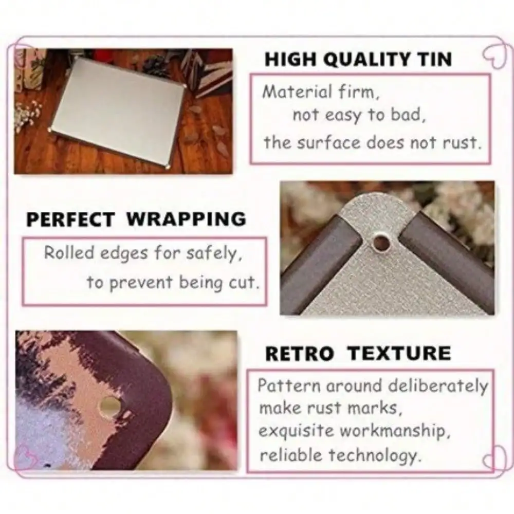 Metalowe tabliczki vintage 20x30 cm rustykalny wystrój ścienny z motywem ciasta truskawkowego