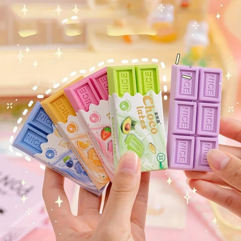 1pc Random Cube Simulated Chocolate Erasers for Office Supplies