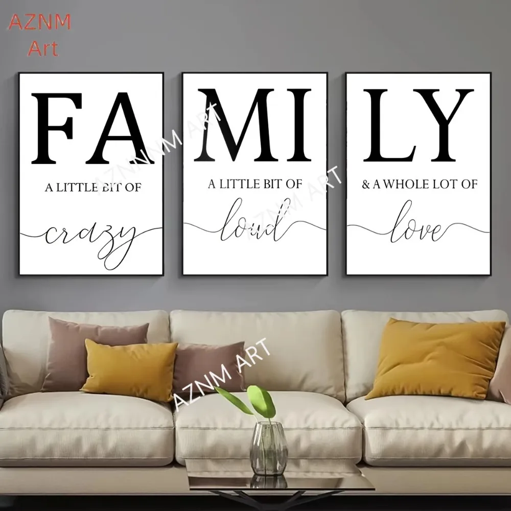 1/3PCS Contemporary Family Canvas Wall Art Set, Minimalist Reusable Fabric Paintings, Unframed Modern Home Decor for Living Room