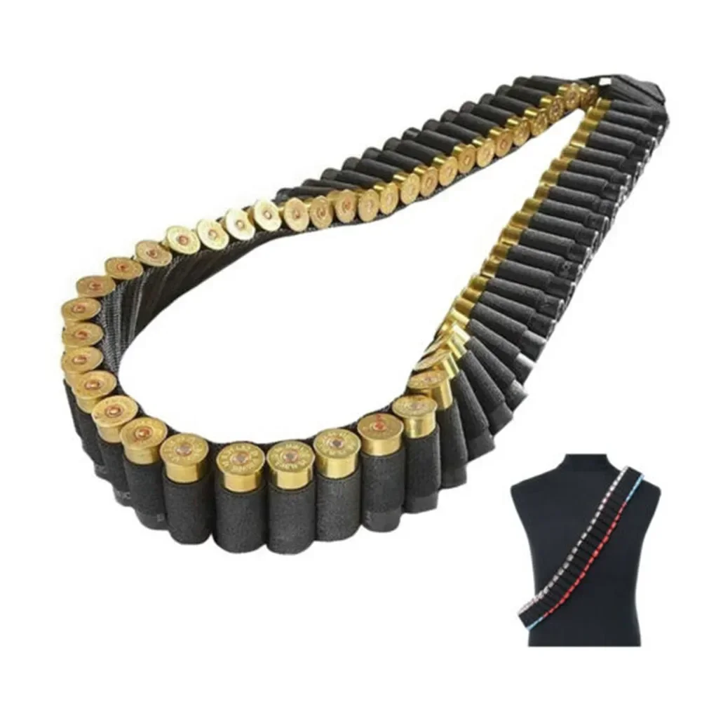 POTEAX Hunting 50 Rounds Bandolier Belt 12 20 Gauge Cartridge Bullet Pouch Belt Airsoft Gun Ammo Holder Shell Belt Hunting Acces