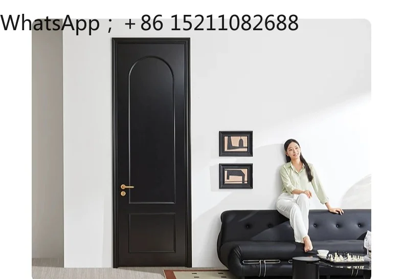 SCY light luxury high-end bedroom wooden door simple room door set retro style set door